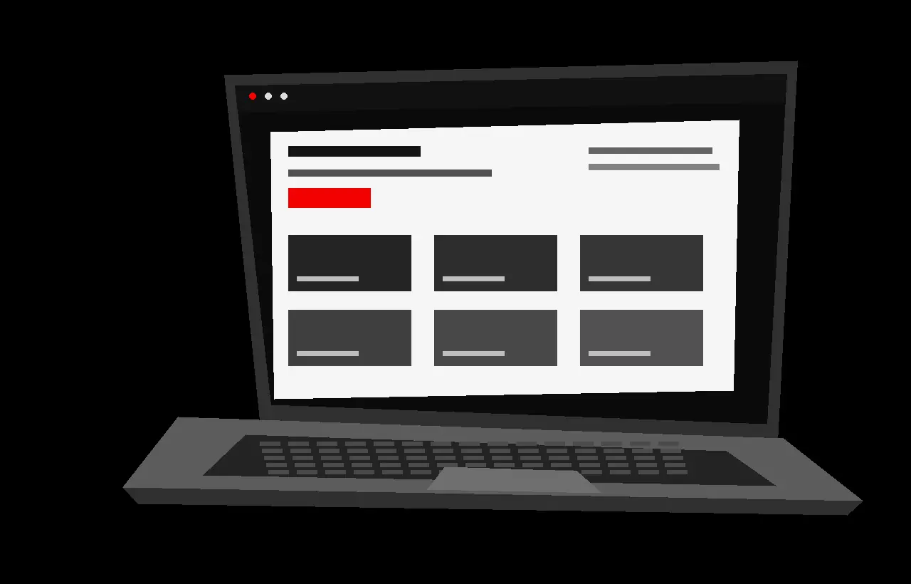 Concept ecommerce website project displayed on a laptop
